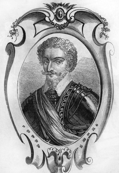 Porträt von Charles de Gontaut, Baron, dann Herzog von Biron (1562-1602). Marschall von Frankreich. Gravur von 1866. von Unknown artist