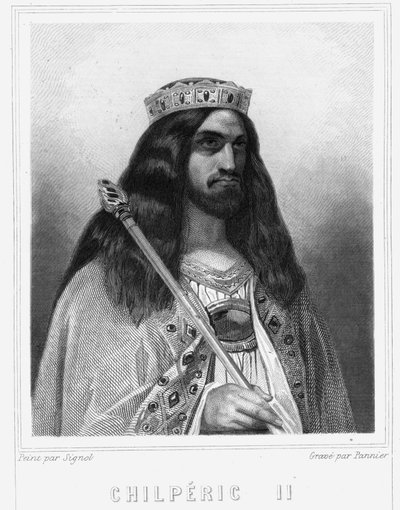 Porträt von Childeric III (v. 670 - 721), König von Neustrien - in „Histoire des Français“ von Lavallée, Gravur von Unknown artist