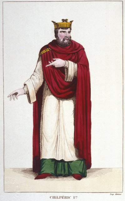 Porträt von Chilperich I. (539 - 584), König von Neustrien, Gravur 1830 von Unknown artist