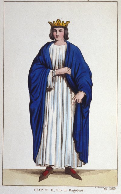 Porträt von Chlodwig II. (? - 657), König von Neustrien, Burgund und Austrasien, Gravur von 1830 von Unknown artist