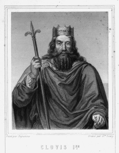 Porträt von Chlodwig I. (ca. 466-511), König der Franken - in „Histoire des Français“ von Lavallée, Gravur, undatiert. von Unknown artist