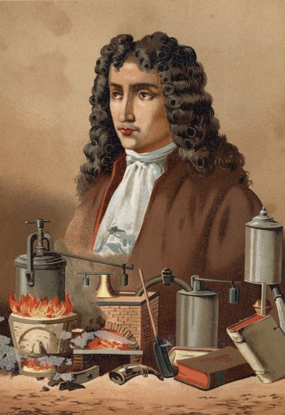 Porträt von Denis Papin (1647 - 1714) aus „La Ciencia y sus Hombres“ von Louis Figuier. Barcelona 1881 von Unknown artist