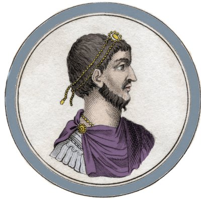 Porträt von Flavius Claudius Julianus (331-363), genannt Julian der Abtrünnige, auch Julian der Philosoph oder Julian II. oder Julian der Kaiser. Gravur des 19. Jahrhunderts von Unknown artist