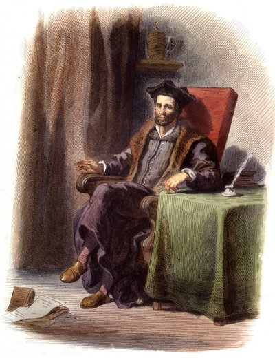 Porträt von François Rabelais sitzend (1483-1553) - in „Le Plutarque français“, Ed. Mennechet von Unknown artist