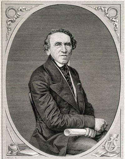 Porträt von Jakob Liebmann Beer, bekannt als Giacomo Meyerbeer (1791 - 1864), deutscher Komponist. Gravur 19. Jahrhundert von Unknown artist