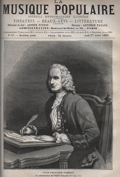 Porträt von Jean-Philippe Rameau (1683-1764), französischer Komponist - Gravur in „La musique populaire“ illustrierten Wochenzeitung - 1882 von Unknown artist