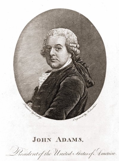 Porträt von John Adams (1735 - 1826), 2. Präsident der Vereinigten Staaten (1797 - 1801). Gravur 19. Jahrhundert von Unknown artist