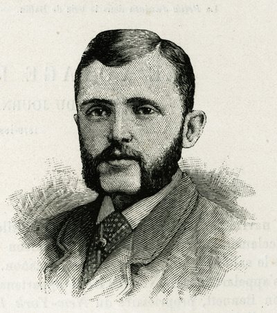 Porträt von L. Newcomb, Mitglied der Crew der La Jeannette, für die Mission zum Nordpol. Gravur zur Illustration von „The Journey of the Jeannette“ von Unknown artist