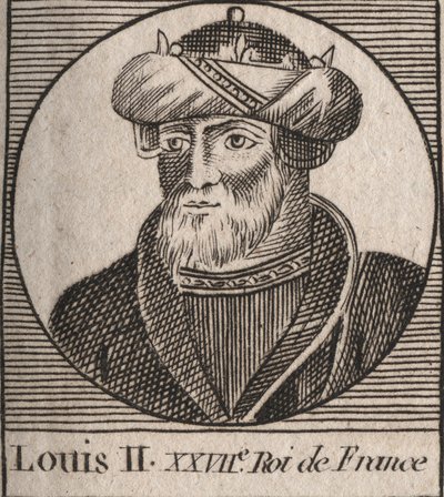 Porträt von Ludwig II. dem Stammler (846-879), König der Franken - Gravur aus 
