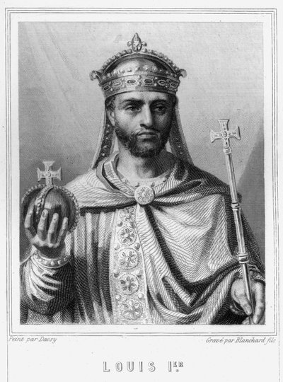 Porträt von Ludwig I. der Fromme (778 - 840), Kaiser des Westens - in „Histoire des Français“ von Lavallée, Gravur, sd von Unknown artist