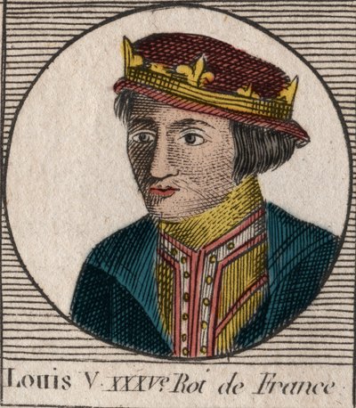 Porträt von Ludwig V. dem Faulen (967-987), König von Frankreich - Gravur aus „Instruction sur l