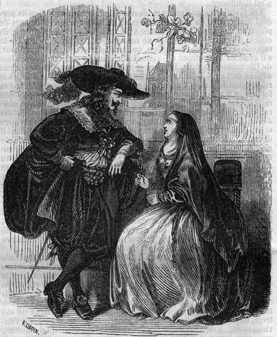 Porträt von Ludwig XIII. (1601-1643) König von Frankreich und Mademoiselle de Lafayette - Gravur aus dem 19. Jahrhundert von Unknown artist