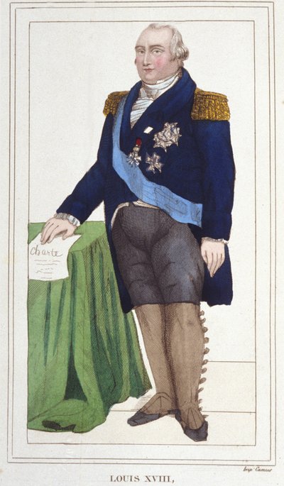 Porträt von Ludwig XVIII. (1755 - 1824), König von Frankreich Gravur von 1830 von Unknown artist