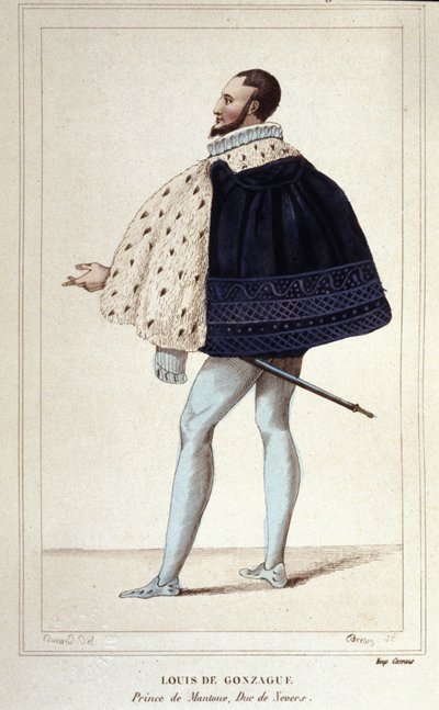 Porträt von Louis de Gonzague, Herzog von Mantua, jetzt durch seine Heirat 1565 mit Henriette de Cleves, der neue Herzog von Nevers. Gravur von 1830 von Unknown artist