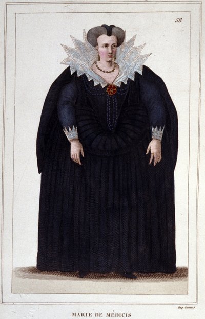 Porträt von Maria von Medici (1573 - 1642), Ehefrau von Heinrich IV. und Mutter von Ludwig XIII. Gravur von 1830 von Unknown artist