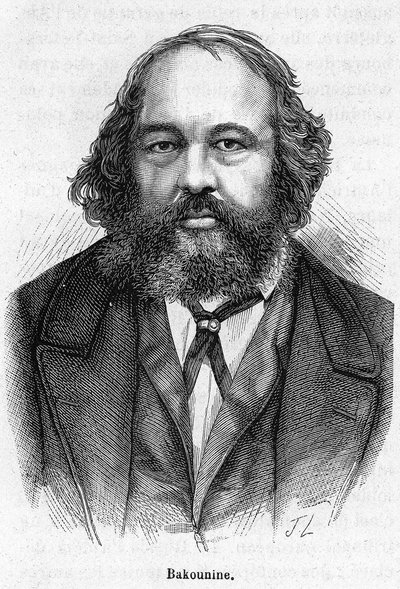 Porträt von Mikhail Aleksandrovich Bakunin (1814 - 1876), russischer anarchistischer Revolutionär. Gravur des 19. Jahrhunderts. von Unknown artist