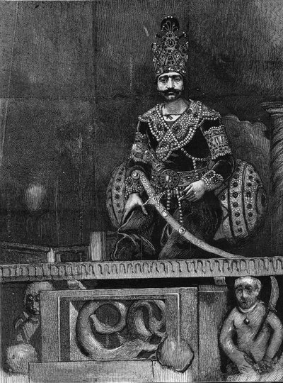 Porträt von Nasir Al-Din, Schah von Persien auf seinem Thron von Unknown artist
