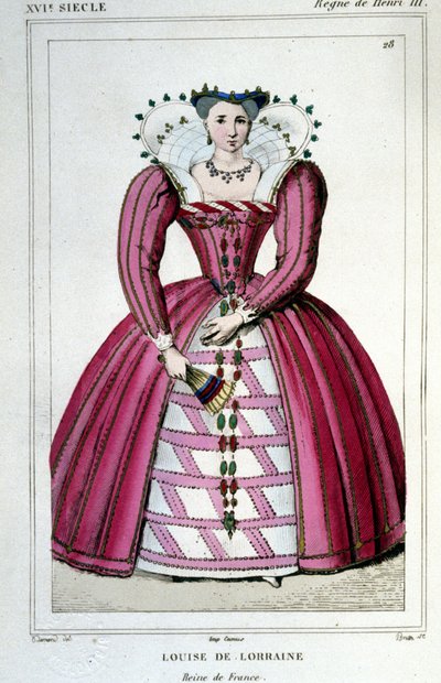 Porträt von Königin Louise von Lothringen (1553-1601), Ehefrau von Heinrich III. Gravur von 1830 von Unknown artist