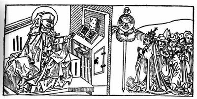 Porträt der Heiligen Brigitte von Schweden (1103 - 1373). Gravur aus „Leben der Heiligen - sommerteil“ (Das Buch der Heiligen) von Jacobus (James) von Voragine (1228-1298). Lübeck 1488 von Unknown artist