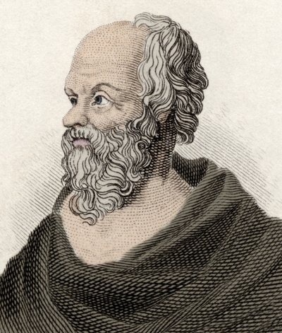Porträt von Sokrates (470-399 v. Chr.), griechischer Philosoph. Gravur des 19. Jahrhunderts von Unknown artist