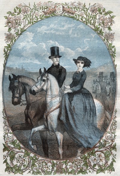 Porträt Ihrer Königlichen Hoheiten Prinzessin Victoria (1840-1901) (Tochter von Königin Victoria) und Kronprinz Friedrich Wilhelm von Preußen (1831-1888). Gravur aus dem Jahr 1858. von Unknown artist