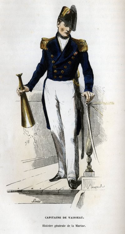 Porträt eines Schiffskapitäns. In „Allgemeine Geschichte der Marine“ von Van Tenac. von Unknown artist