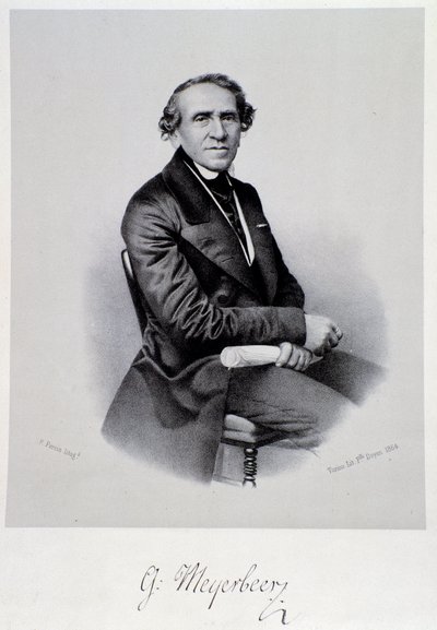 Porträt des deutschen Opernkomponisten Giacomo Meyerbeer (1791-1864). Gravur. 19. Jahrhundert. Bologna, civico museo musico von Unknown artist