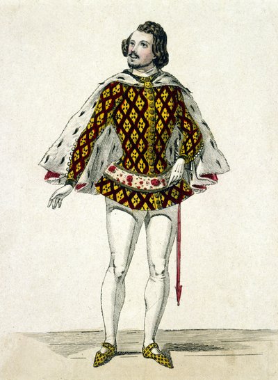 Porträt des französischen Tenors Gilbert-Louis Duprez (1806 - 1896) in der Rolle des Fernando im dritten Akt von „La Favorite“ von Donizetti in Paris. 1838. von Unknown artist