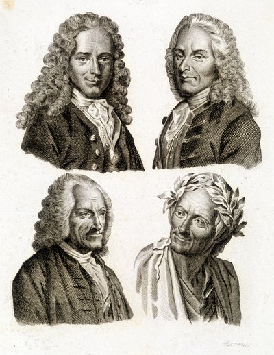 Porträts von Voltaire in verschiedenen Altersstufen - Gravur von Unknown artist
