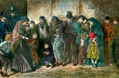 Armut in London vor der Tür eines Obdachlosenheims von Unknown artist