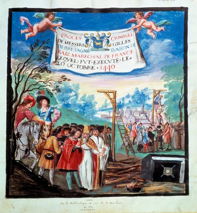Prozess von Gilles de Rais (Hinrichtung, Galgen und Metzger) (15. Jahrhundert) von Unknown artist