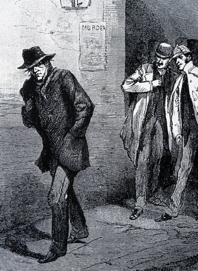 Psychose-Atmosphäre bei Nacht in den Straßen Londons (aufgrund der Morde von Jack the Ripper) - Ende des 19. Jahrhunderts, ca. 1888. von Unknown artist