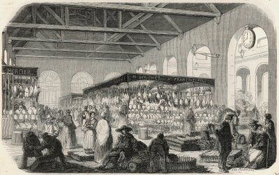 Quai des Augustins: Marche de la Vallée - Gravur in „Tableau-de-Paris“ von Edmond Texier von Unknown artist