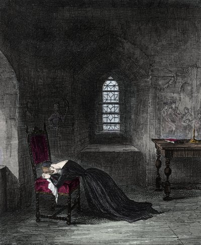 Königin Jeanne Grey ist Gefangene im Tower of London. Lady Jane Grey (1537-1554), Nichte von König Heinrich VIII., war 9 Tage lang Königin von England. Ihre Cousine Mary (Mary Tudor), die den Thron beansprucht, lässt sie wegen Hochverrats inhaftieren und h von Unknown artist