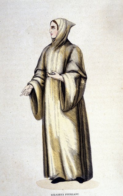 Religiöser Feuillant, Orden von Citeaux, reformiert von Jean de La Barrière. Gravur aus dem 19. Jahrhundert. von Unknown artist