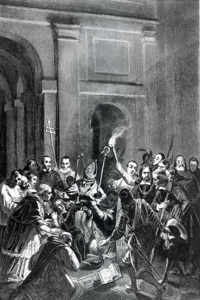 Darstellung einer Exorzismusszene. Illustration aus dem 19. Jahrhundert. von Unknown artist