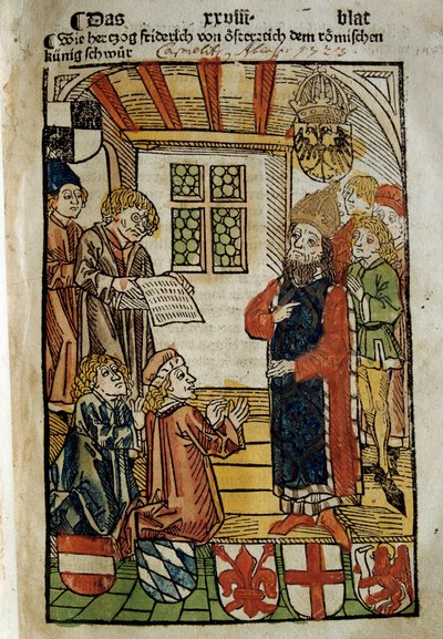 Darstellung des Konzils von Konstanz (1414-1418), einberufen von Kaiser Sigismund I. und Gegenpapst Johannes XXIII. Er beendete das Große Schisma des Westens. Miniatur von 1414. Paris, Polnische Bibliothek von Unknown artist