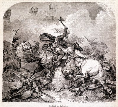 Richard in Palästina. Illustration in „Geschichte der Päpste, Könige, Königinnen, Kaiser durch die Jahrhunderte“ von Maurice Lachatre 1857 von Unknown artist