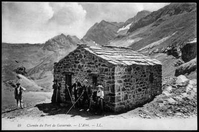 Weg zum Hafen von Gavarnie: das Schutzhaus - Postkarte, Ende des 19. Jahrhunderts von Unknown artist