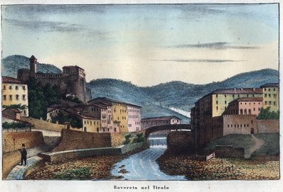 Rovereto Stadt in Trentino im Norden Italiens - 19. Jahrhundert - Gravur aus „Usi e Costumi di Tutti i Popoli dell