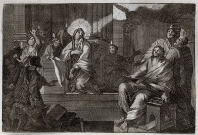 Royaumont-Bibel, Neues Testament: Pfingsten. Der Heilige Geist kommt auf die Jungfrau Maria und die Apostel herab. Illustration von 1811. von Unknown artist