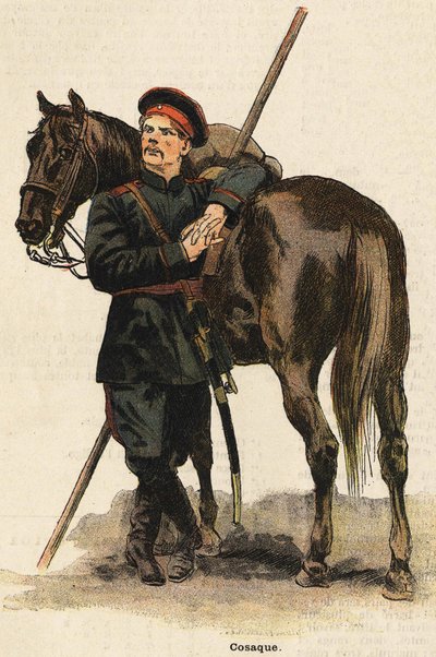 Russische Kosakenkostüme. Gravur des 19. Jahrhunderts. Bianchetti-Sammlung von Unknown artist