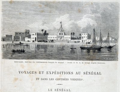 Saint-Louis, Hauptstadt der französischen Niederlassungen im Senegal - in „Voyage et voyages au Sénégal“ in Tour du Monde, 2. Trim. 1861 von Unknown artist