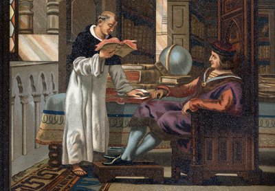 Heiliger Ludwig (1214-1270), König von Frankreich, und sein Berater Saint Vincent de Beauvais (ca. 1190-1264), nach „La Ciencia y sus Hombres par Louis Figuier“. Barcelona 1881 von Unknown artist