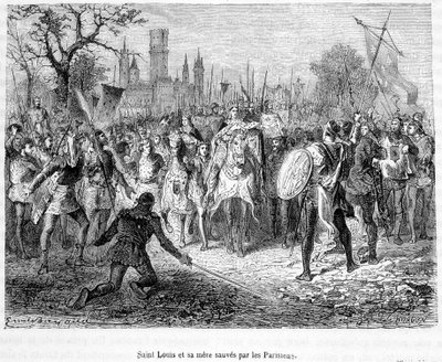 Saint Louis und seine Mutter von Parisern gerettet - in „Histoire de France populaire“ von H. Martin von Unknown artist