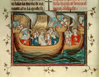 Siebter Kreuzzug: Der König von Frankreich, Saint Louis (oder Louis IX) (1214-1270), kommt um 1245 in Nikosia auf Zypern an. Miniatur. B.N. Paris von Unknown artist