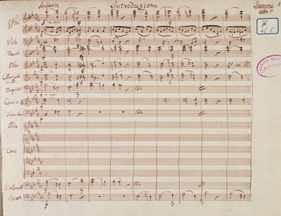 Notenseite für Idomeneo, König von Kreta, Oper von Mozart, Lichtenthal-Version (1843) von Unknown artist