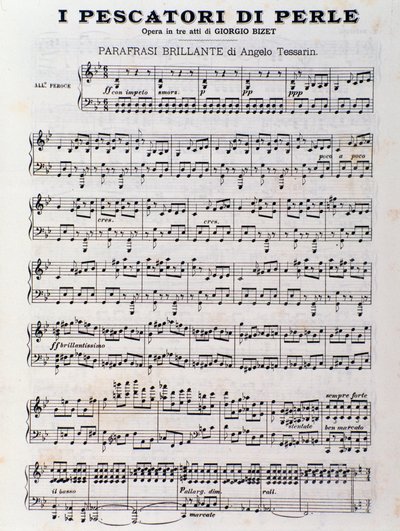 Notenblatt für Die Perlenfischer, Oper von Georges Bizet von Unknown artist