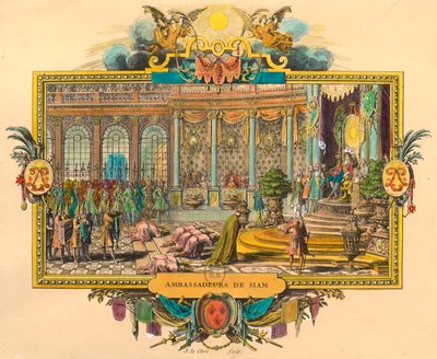 Siam-Botschafter am Hof von König Ludwig XIV. im Jahr 1686. Gravur. Privatsammlung von Unknown artist