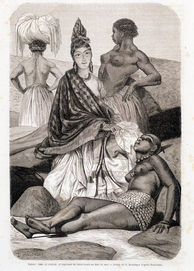 Signare Dame von Farbe und Negerin von Saint Louis im Seebad - in „Le Tour du Monde“ von Unknown artist